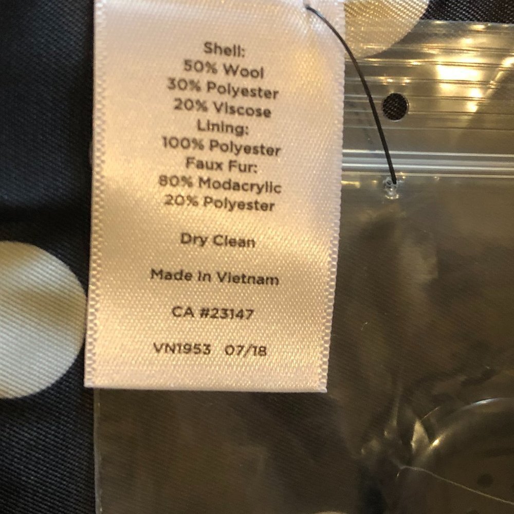 Talbots Petites Lined Cozy Wool Coat w Detachable Faux Fur Collar Green Sz 8P - Picture 5 of 11